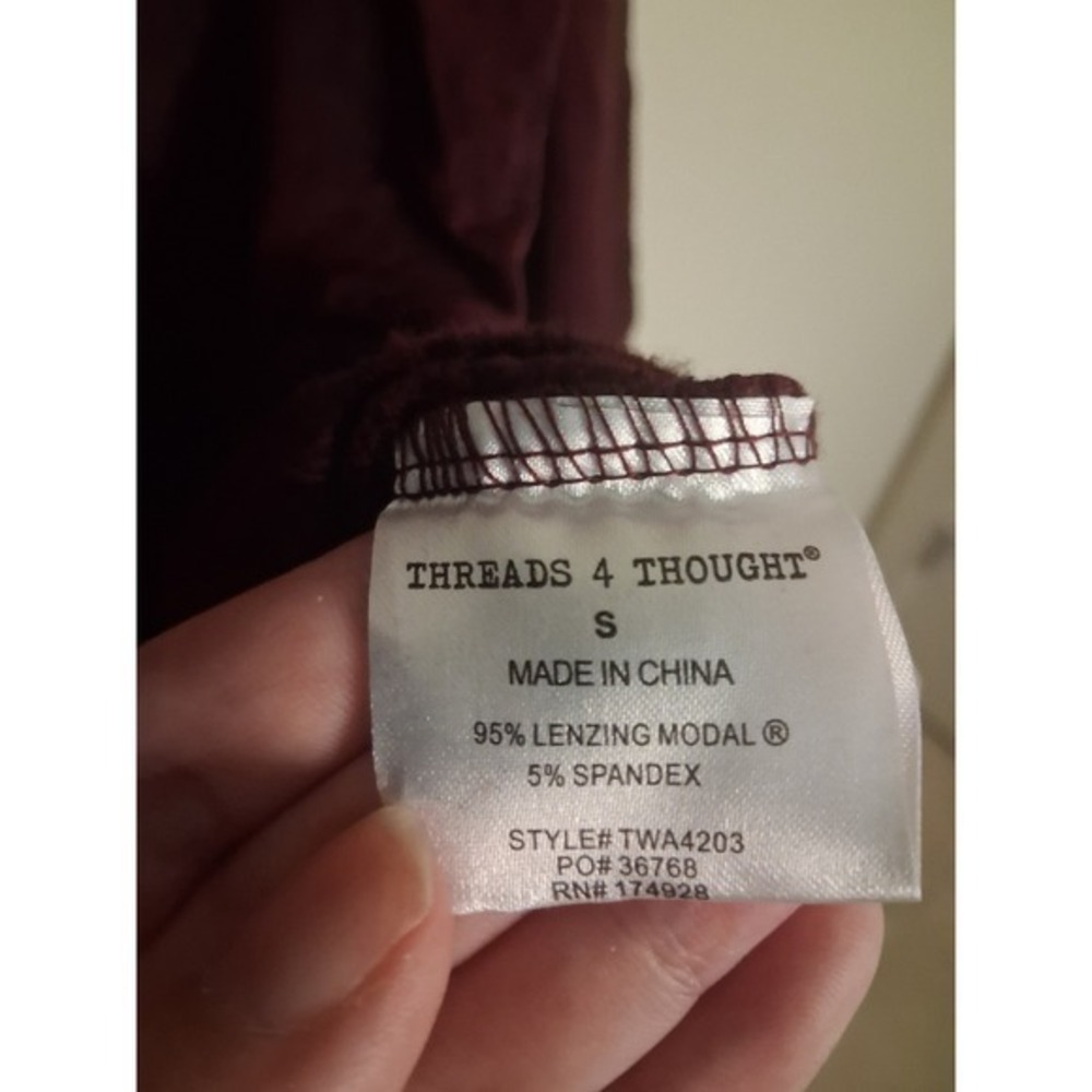 Threads 4 Thought Maroon Quarter Zip Mock Neck Pullover Top Small TWA4203 - Picture 8 of 9